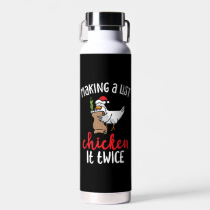 Chicken It Twice Funny Chicken Christmas Design Water Bottle