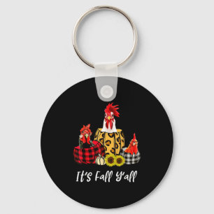 Chicken It's Fall Y'all Leopard Pumpkin Autumn Tha Key Ring