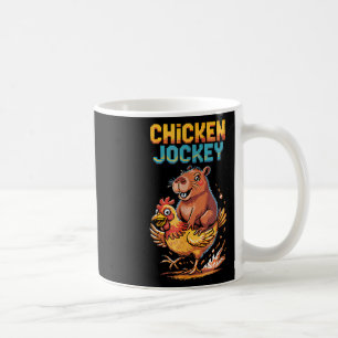 Chicken Jockey Capybara Lovers Pixel Art Gamer Fun Coffee Mug