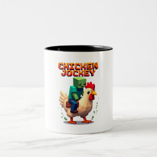 Chicken Jockey – Funny Block-Style Gamer Mug