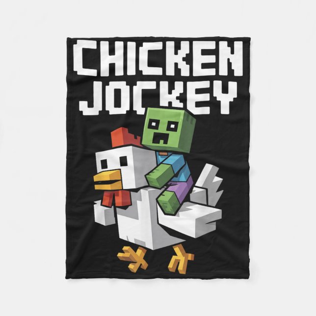 Chicken Jockey Pixel Funny  Fleece Blanket (Front)