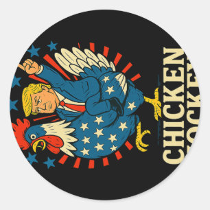 Chicken Jockey Trump Funny Meme 1  Classic Round Sticker