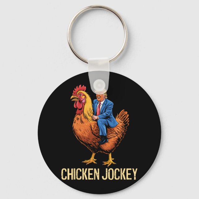 Chicken Jockey Trump Funny Meme 5  Key Ring (Front)