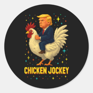 Chicken Jockey Trump Funny Meme 8  Classic Round Sticker