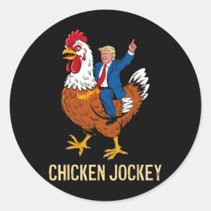 Chicken Jockey Trump Funny Meme 9 Classic Round Sticker