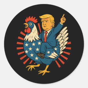 Chicken Jockey Trump Funny Meme Classic Round Sticker