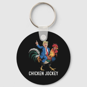 Chicken Jockey Trump Funny Meme Surreal Humour Tee Key Ring
