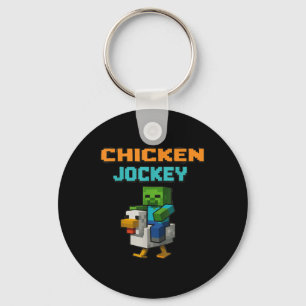 Chicken Jockey Zombie Pixel Art Zombie Gamer Funny Key Ring