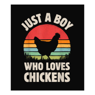 Chicken Just A Boy Who Loves Retro Farm Animal Far Photo Print