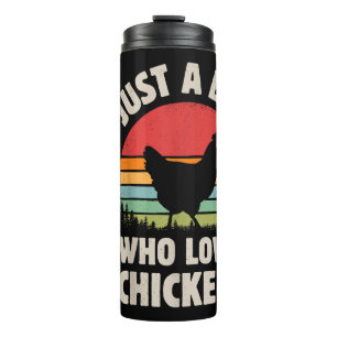 Chicken Just A Boy Who Loves Retro Farm Animal Far Thermal Tumbler