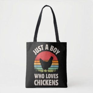 Chicken Just A Boy Who Loves Retro Farm Animal Far Tote Bag