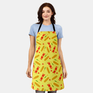 Chicken Kabobs Corn on the Cob Pattern Apron