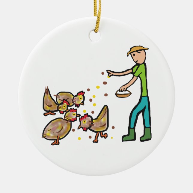 Chicken Keeping Ceramic Ornament (Front)