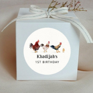 Chicken Kids Birthday Party Favour  Classic Round Sticker