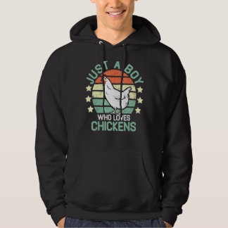 Chicken Kids Just A Boy Who Loves Chickens Farm Hoodie