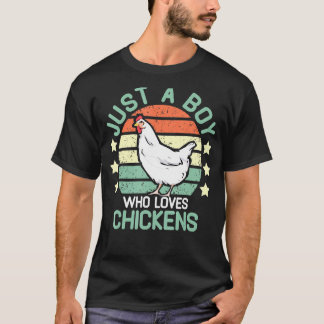 Chicken Kids Just A Boy Who Loves Chickens Farm T-Shirt