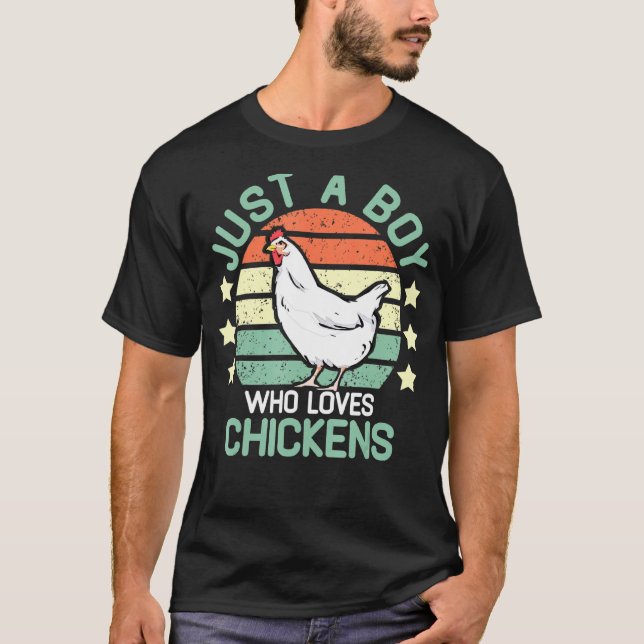 Chicken Kids Just A Boy Who Loves Chickens Farm T-Shirt (Front)