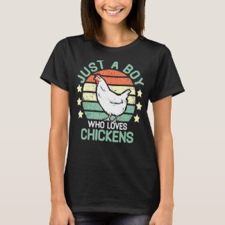 Chicken Kids Just A Boy Who Loves Chickens Farm T-Shirt
