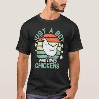 Chicken Kids Just A Boy Who Loves Chickens Farm T-Shirt