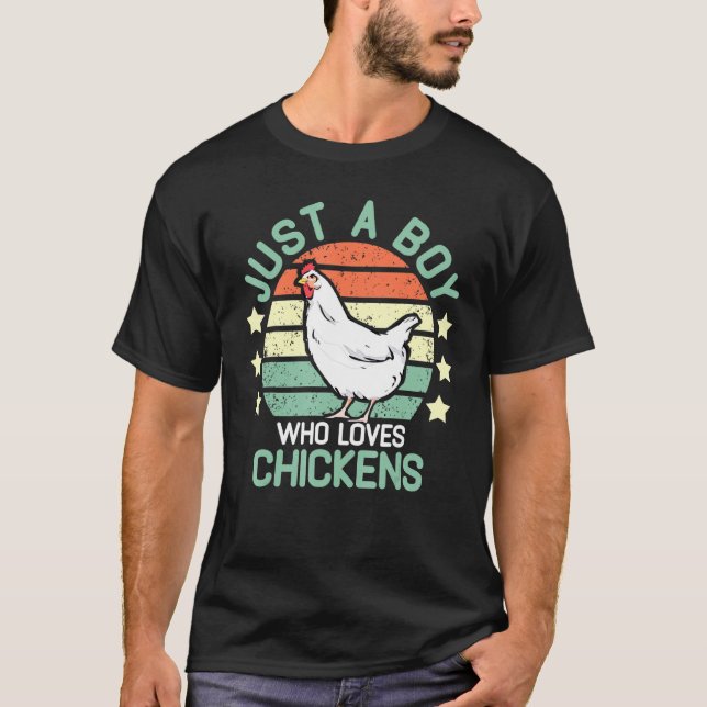 Chicken Kids Just A Boy Who Loves Chickens Farm T-Shirt (Front)