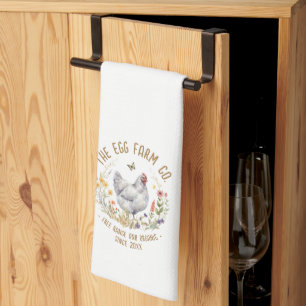 Chicken Kitchen Towel Grey Hen Wildflower Meadow