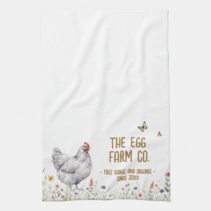 Chicken Kitchen Towel Grey Hen Wildflower Meadow