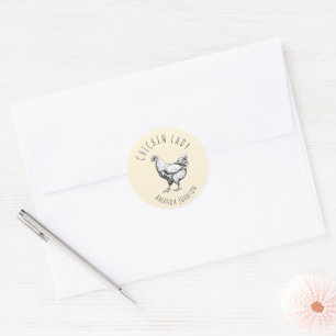 Chicken lady classic round sticker