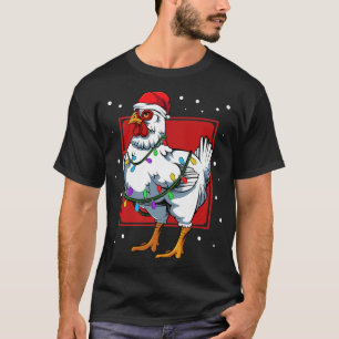 Chicken Lights Fun Santa Cute Celebrat Happy Chris T-Shirt