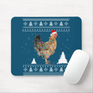 Chicken Lights with Santa Hat Christmas Pajamas Mouse Pad