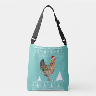 Chicken Lights with Santa Hat Christmas Pyjamas Crossbody Bag