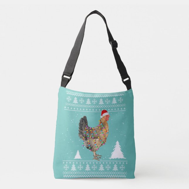 Chicken Lights with Santa Hat Christmas Pyjamas Crossbody Bag (Front)