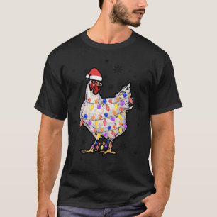 Chicken Lights with Santa Hat Christmas Pyjamas Fu T-Shirt