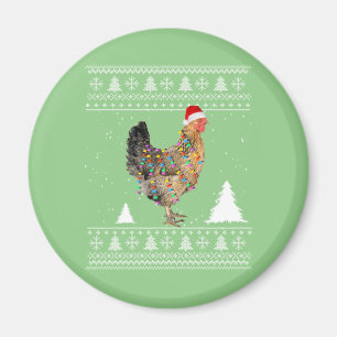 Chicken Lights with Santa Hat Christmas Pyjamas Magnet