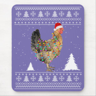Chicken Lights with Santa Hat Christmas Pyjamas Mouse Pad