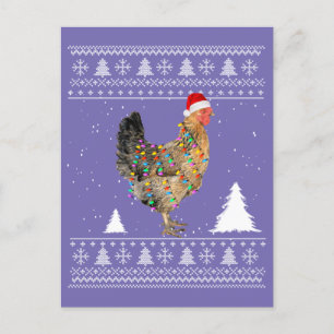 Chicken Lights with Santa Hat Christmas Pyjamas Postcard