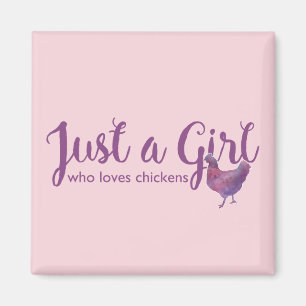 Chicken Love Just a Girl Purple Chickens Magnet