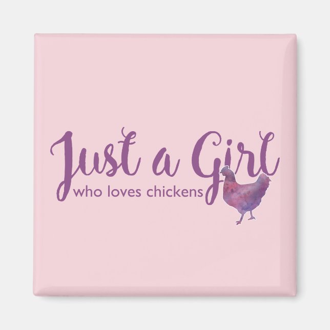 Chicken Love Just a Girl Purple Chickens Magnet (Front)