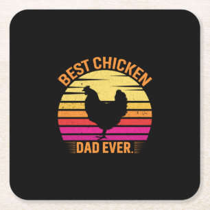 Chicken Lover Best Chicken Dad Ever Square Paper Coaster