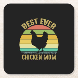 Chicken Lover Best Ever Chicken Mum Square Paper Coaster
