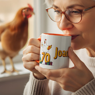 Chicken Lover Birthday 70th Hen Pet Poultry Two-Tone Coffee Mug