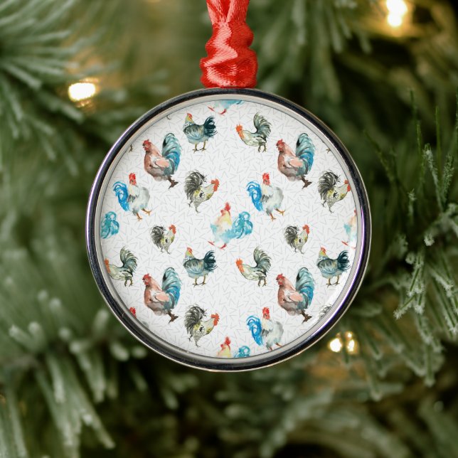 Chicken Lover Country Hens Metal Ornament (Tree)