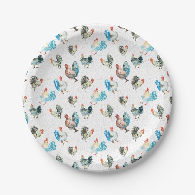 Chicken Lover Country Hens Paper Plate (Front)