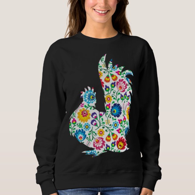 Chicken Lover Floral Silkie Hen   Sweatshirt (Front)