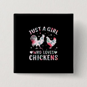 Chicken Lover Girl Who Loves Chickens 15 Cm Square Badge