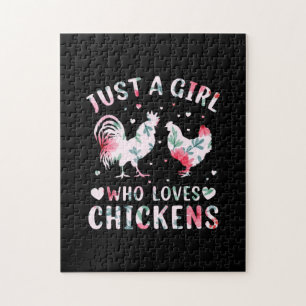 Chicken Lover   Girl Who Loves Chickens Jigsaw Puzzle