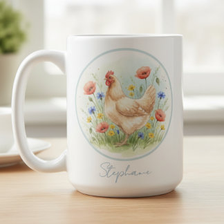 Chicken Lover Mug - Farmhouse Floral Hen