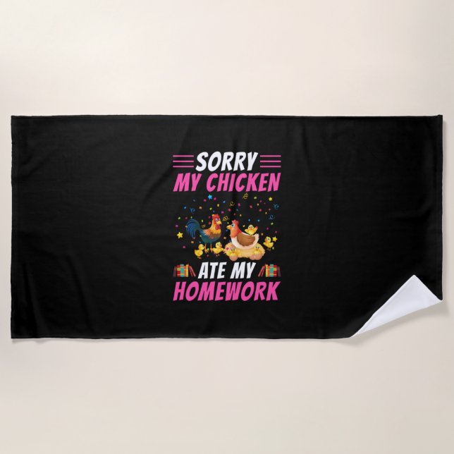 Chicken Lover | My Chicken Ate My Homework Beach Towel (Front)