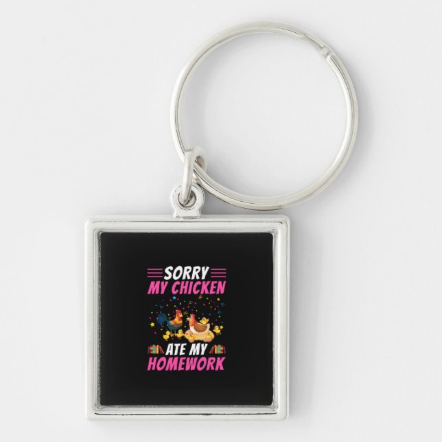 Chicken Lover | My Chicken Ate My Homework Key Ring (Front)