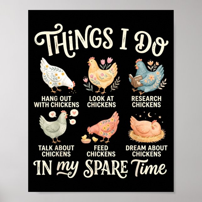 Chicken Lover Spare Time Funny Backyard Chicken Poster (Front)