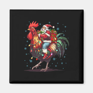 Chicken Lover Xmas Funny Santa Riding Chicken Chri Magnet